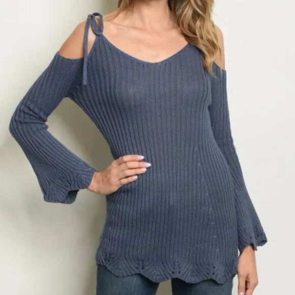 Blue Ribbed top - Picture 1 of 1